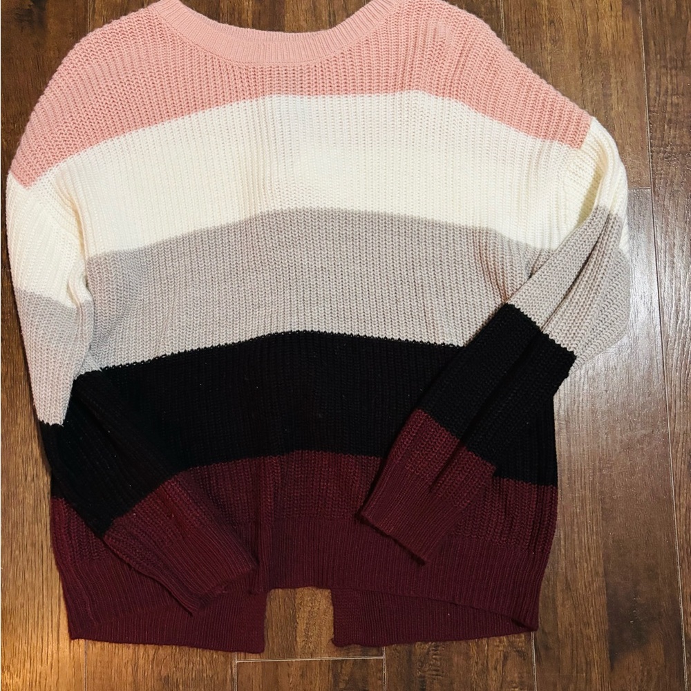 Colorblock Women's Sweater - Pink, Cream, Gray, Black, Burgundy
